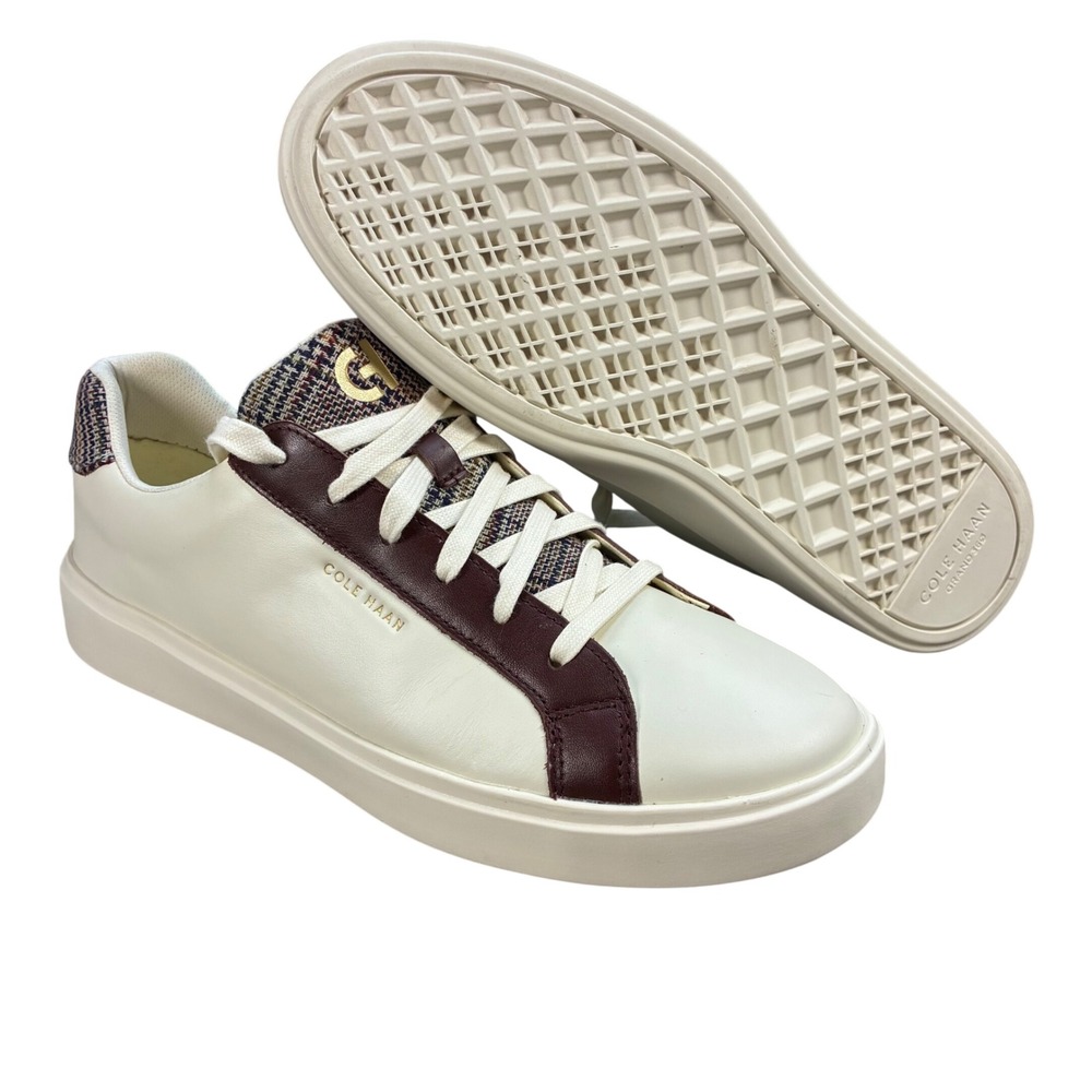 Cole Haan GrandPro Rally Court Sneakers Ivory Burgundy Tweed W30669 Size 11B